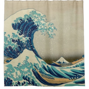 Cortina Para Chuveiro Grande onda fora de Kanagawa