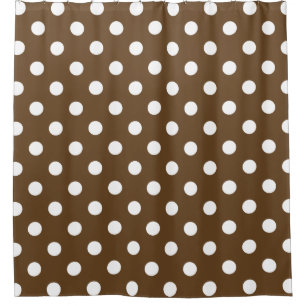 Cortina Para Chuveiro Grandes bolinhas - branco em Brown escuro
