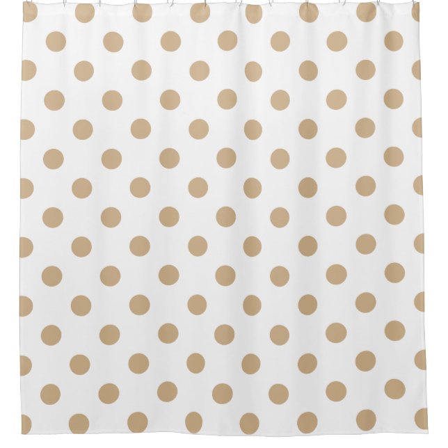 Cortina Para Chuveiro Grandes bolinhas - Tan no branco (Frente)