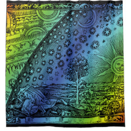 Cortina Para Chuveiro Gravura Flammarion Céu e Terra