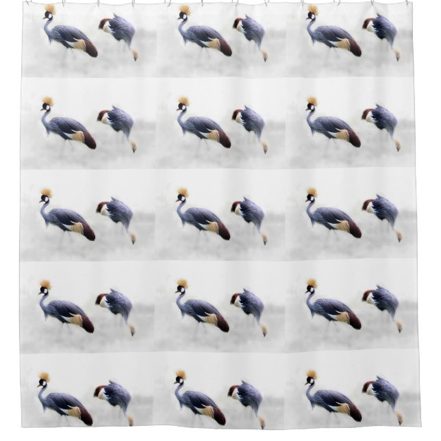 Cortina Para Chuveiro groupe de grous couronnés gris oiseaux animal pair (Frente)