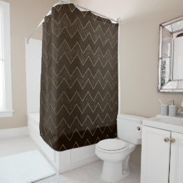 Cortina Para Chuveiro Grunge Chevron de Brown escuro com acentos de