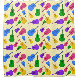 Cortina Para Chuveiro Guitarras Acústicas Coloridas Chá de Padrão Cortin