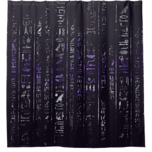 Cortina Para Chuveiro Hieroglyphics egípcios Amethyst e de prata do