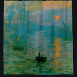 Cortina Para Chuveiro Impressão de Claude Monet, nascer do sol<br><div class="desc">A imagem nesta cortina de chá bonita é uma das pinturas as mais favoritas das belas artes de Claude Monet. O sol está espreitando através da névoa, com os barcos de pesca catitas no porto de Le Havre na primavera de 1872. No dominio público, os impressões destes trabalhos de arte...</div>