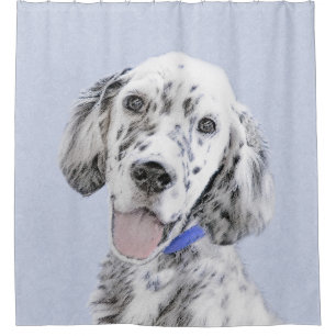 Cortina Para Chuveiro Inglês Setter Blue Belton pintando arte canina