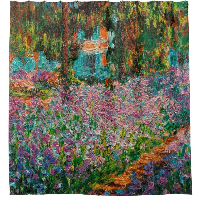 Cortina Para Chuveiro Irises Monet Garden Flores Giverny (Frente)
