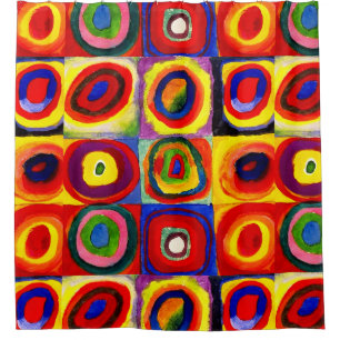 Cortina Para Chuveiro Kandinsky Farbstudie Quadrate Esquadra Círculos de