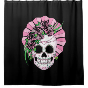 Cortina Para Chuveiro Lady Sugar Skull
