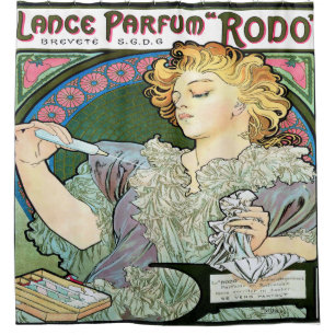 Cortina Para Chuveiro Lança 1896 de Alfons Mucha Parfum Rodo