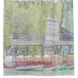 Cortina Para Chuveiro Lápis de Boston Swan Boats e cortina de chá de Tin