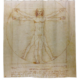 Cortina Para Chuveiro Leonardo da Vinci, homem de Vitruvian,