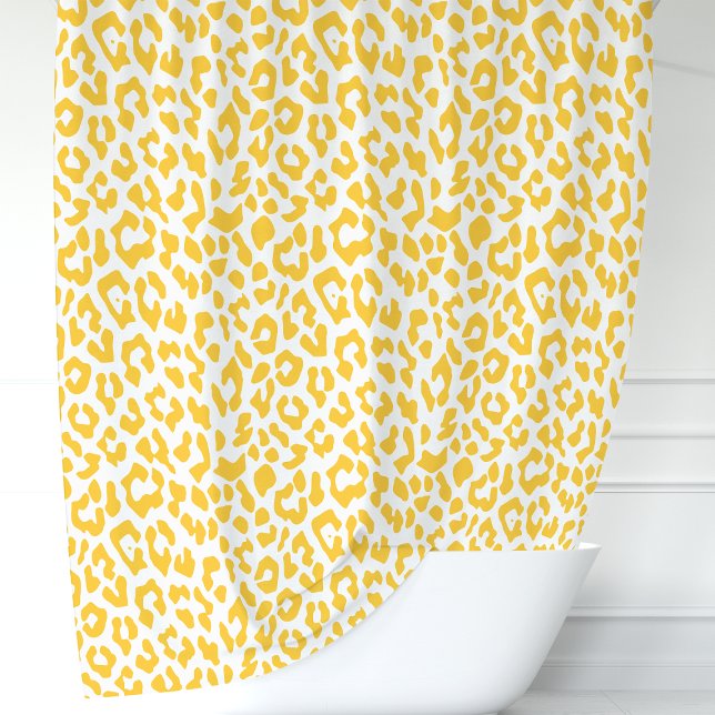 Cortina Para Chuveiro Leopardo Amarelo e Branco (Criador carregado)