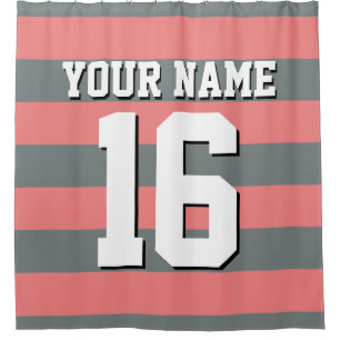 Cortina Para Chuveiro Light Coral Sports Jersey Preppy Stripe