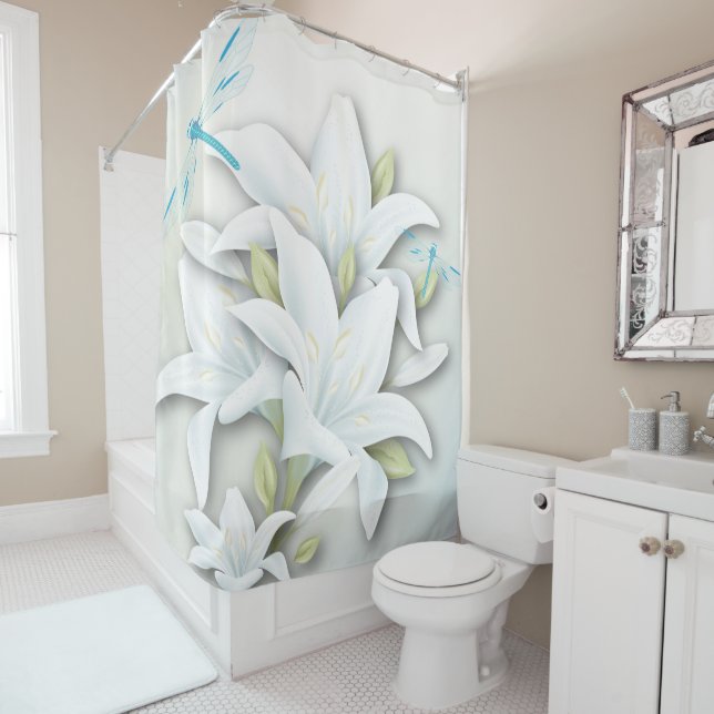 Cortina Para Chuveiro Lírios brancos e lixões (In Situ)