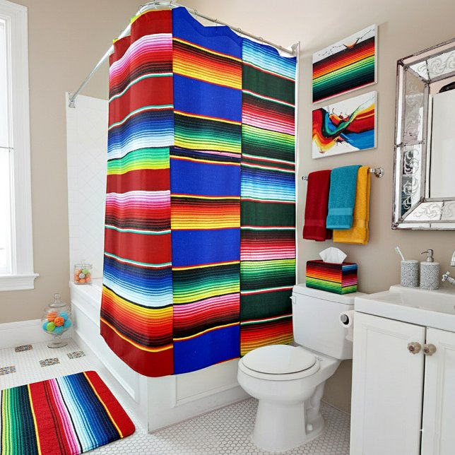 Cortina Para Chuveiro listra de serape (Criador carregado)