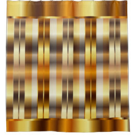 Cortina Para Chuveiro Listras Dourados metálicas elegantes