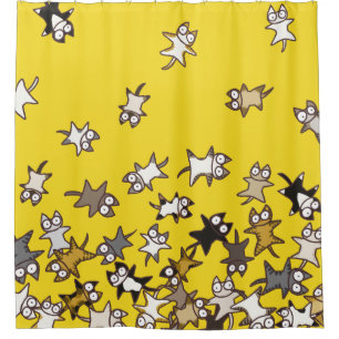 Cortina Para Chuveiro Lotes do amarelo dos gatos