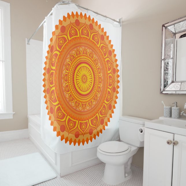 Cortina Para Chuveiro mandala indiano Laranja (In Situ)