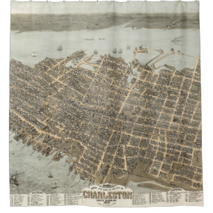 Cortina Para Chuveiro Mapa 1872 de Charleston
