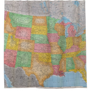 Cortina Para Chuveiro Mapa 3 dos Estados Unidos