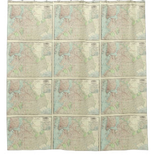 Cortina Para Chuveiro Mapa da Vintage da NYC e do Brooklyn (1897)