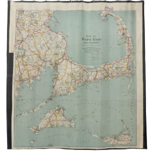 Cortina Para Chuveiro Mapa do vintage de Cape Cod (1917)