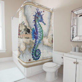 Cortina Para Chuveiro Mapa Gibraltar do cavalo marinho