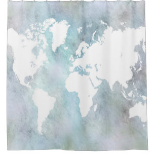 Cortina Para Chuveiro mapa mundial de design 68