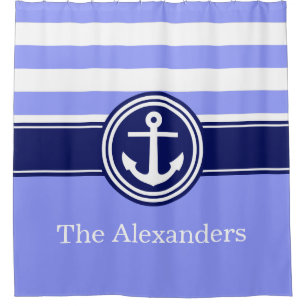 Cortina Para Chuveiro Marinho Periwinkle Rugby Stribi Anchor CB Monogram