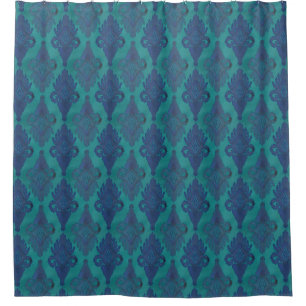 Cortina Para Chuveiro Marinho tribal do verde azul do vintage do teste