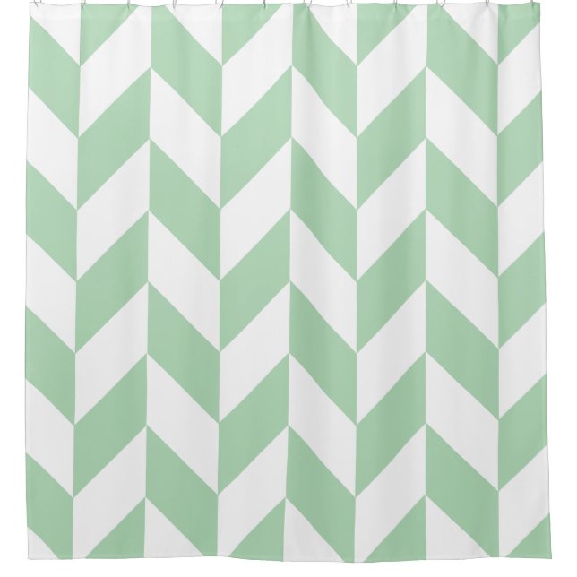 Cortina Para Chuveiro Mint Green Herringbone Pattern (Frente)