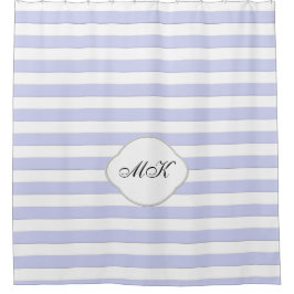 Cortina Para Chuveiro Monograma Personalizado em Faixa Azul em Cor Perso