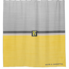 Cortina Para Chuveiro Monograma Simples de Dois Amarelos de Tom e Inicia