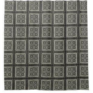 Cortina Para Chuveiro Motif de Mandala Preto e Branco por Vision Studio