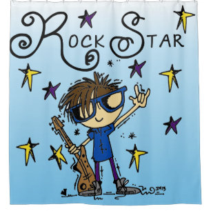 Cortina Para Chuveiro Música Brown Hair Boy Rock Star