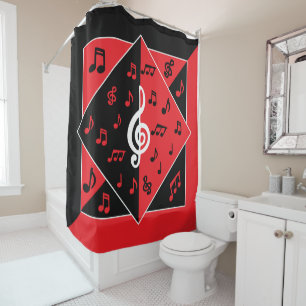 Cortina Para Chuveiro Na moda Art Deco Música tema Red Black White