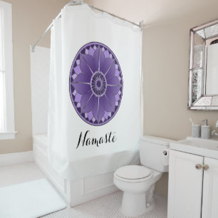 Cortina Para Chuveiro NAMASTE Purple Lotus Mandala Nova Idade Personaliz