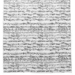 Cortina Para Chuveiro Notas musicais preto e branco