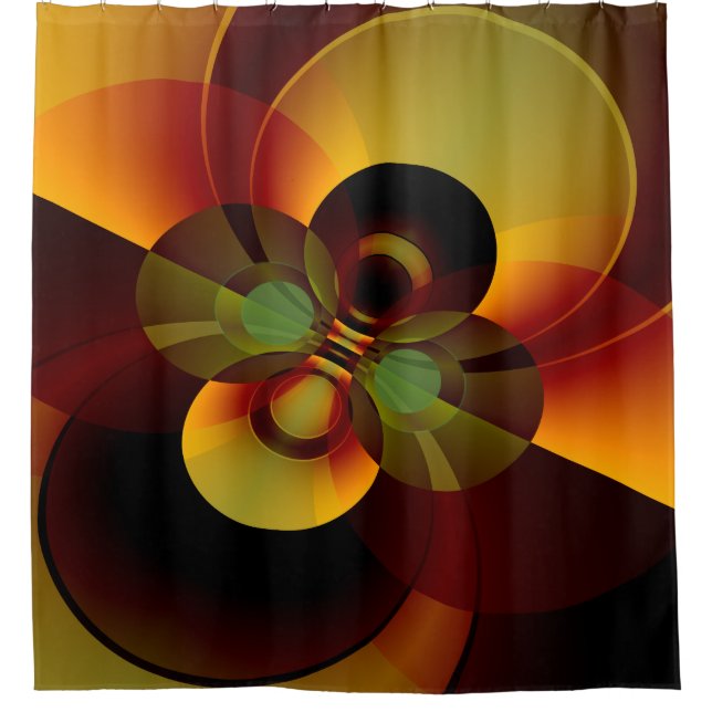 Cortina Para Chuveiro O abstrato geométrico circunda Brown e ouro (Frente)