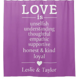 Cortina Para Chuveiro O Amor é ... nomes personalizados e cortina de chá