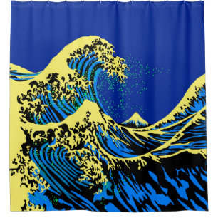 Cortina Para Chuveiro O grande estilo do pop art da onda de Hokusai