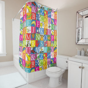 Cortina Para Chuveiro O padrão de letras maiúsculas coloridas do ABC do