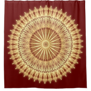 Cortina Para Chuveiro Obscuridade Dourado - mandala vermelha