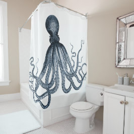 Cortina Para Chuveiro Octopus Azul Escuro
