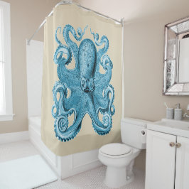 Cortina Para Chuveiro Octopus Blue Vintage