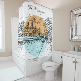 Cortina Para Chuveiro Ottawa Ilustração personalizada cortina de chá de