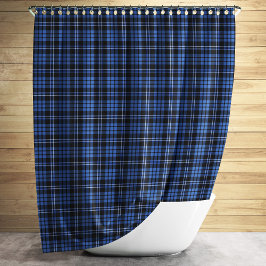 Cortina Para Chuveiro Padrão Clássico de Tartan Xadrez Azul