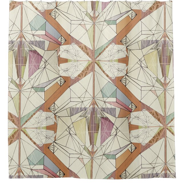 Cortina Para Chuveiro Padrão criativo do origami (Frente)