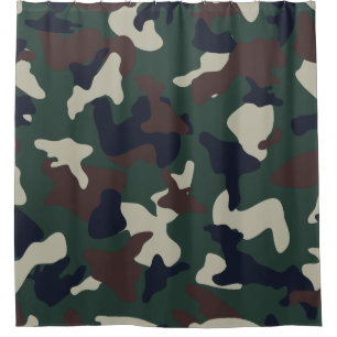 Cortina Para Chuveiro Padrão de camuflagem camuflado florestal marrom ve
